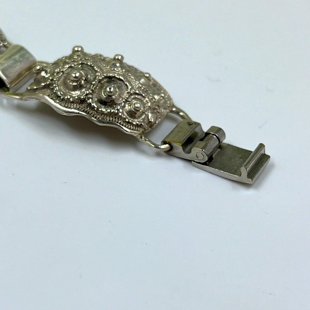 Antique 925 Sterling Silver Gothic Style Bracelet 7.5 Inches Long - Picture 8 of 9